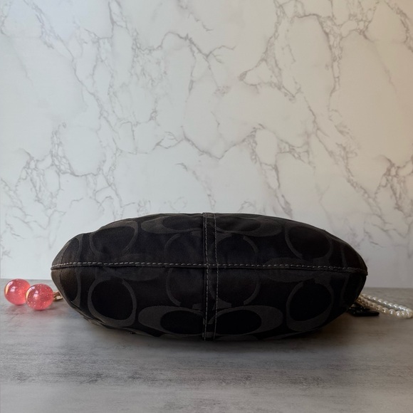 Black Coach Hobo Canvas Signature Shoulder Bag